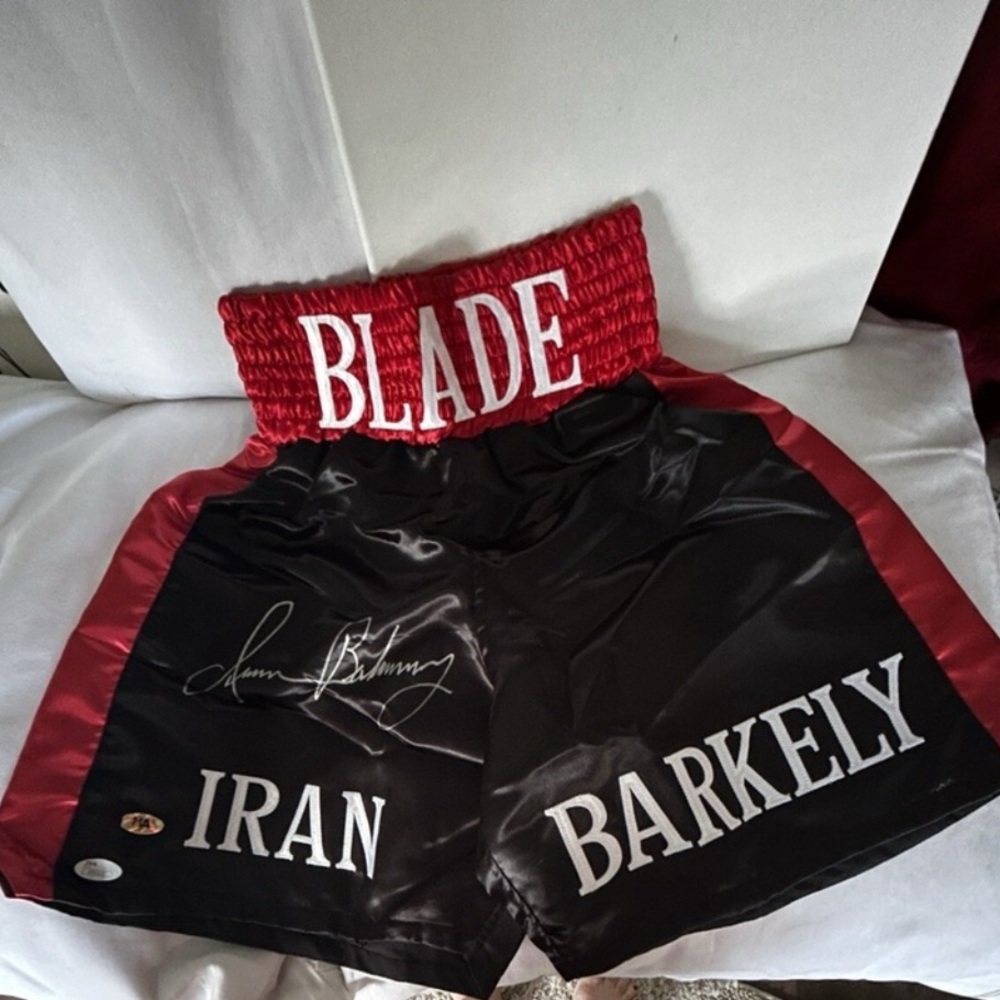 Iran "The Blade" Barkley Champion Hand Signed Boxing Shorts JSA Authentication